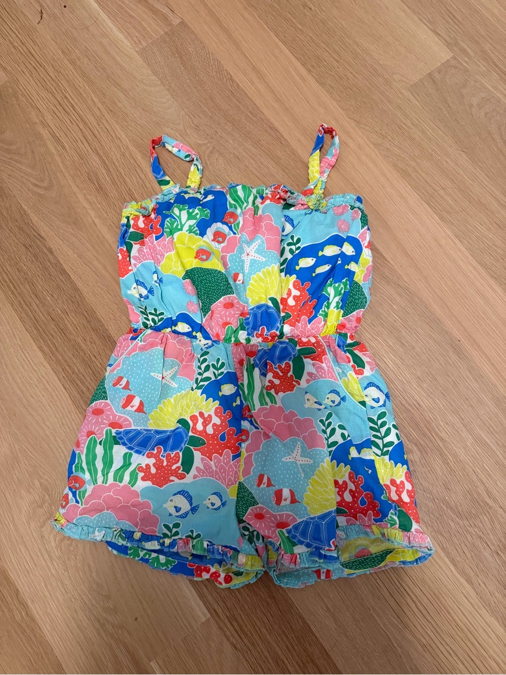 Mini Boden Multicolor Floral & Sea Print Girls' Romper size 8
